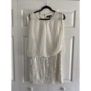 Aidan Mattox Womens 4 Ivory White‎ Beaded Dress Formal Event Glam